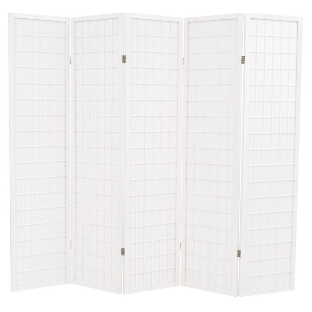 Vidaxl - Cloison de séparation 5 panneaux Style japonais 200x170cm Blanc - Séparateurs de pièces - Meubles | Blanc | Blanc - Cloisons