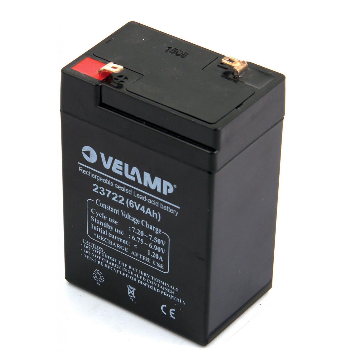 Velamp - Batterie rechargeable au plomb 6V 4 Ah - Piles rechargeables