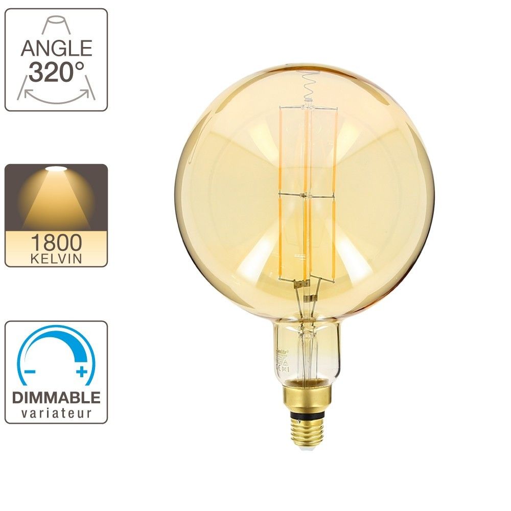 Xanlite - Ampoule LED déco Globe Giant (XXL) au verre ambré culot E27 - Ampoules LED