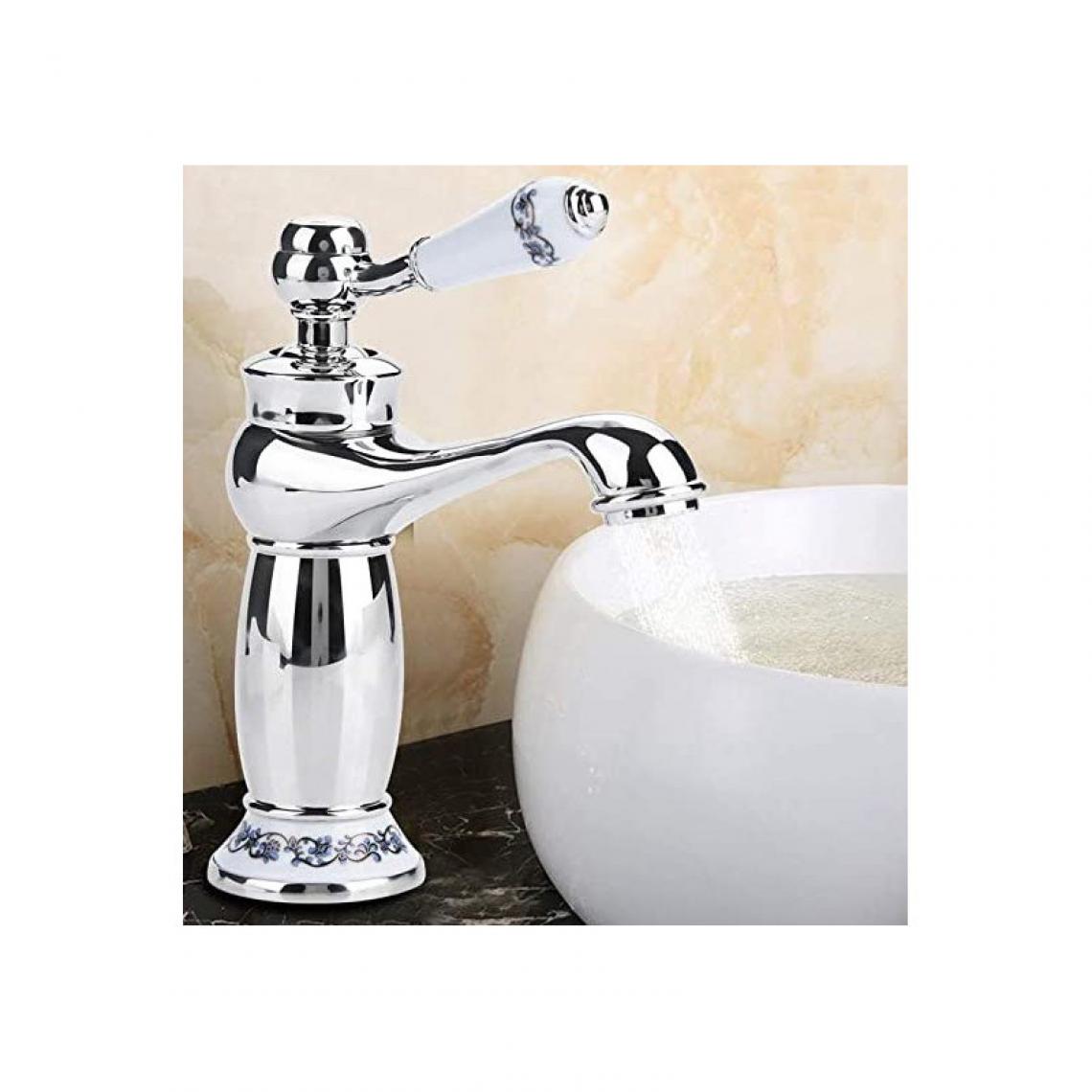 Bagnoclic - Mélangeur de lavabo de salle de bain avec détails en céramique vintage - Robinet de lavabo