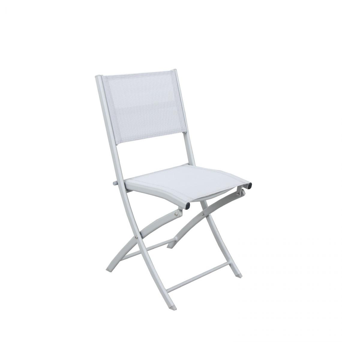 Avril Paris - 4 chaises pliables aluminium textilène - Gris Argenté- BORA - Chaises de jardin