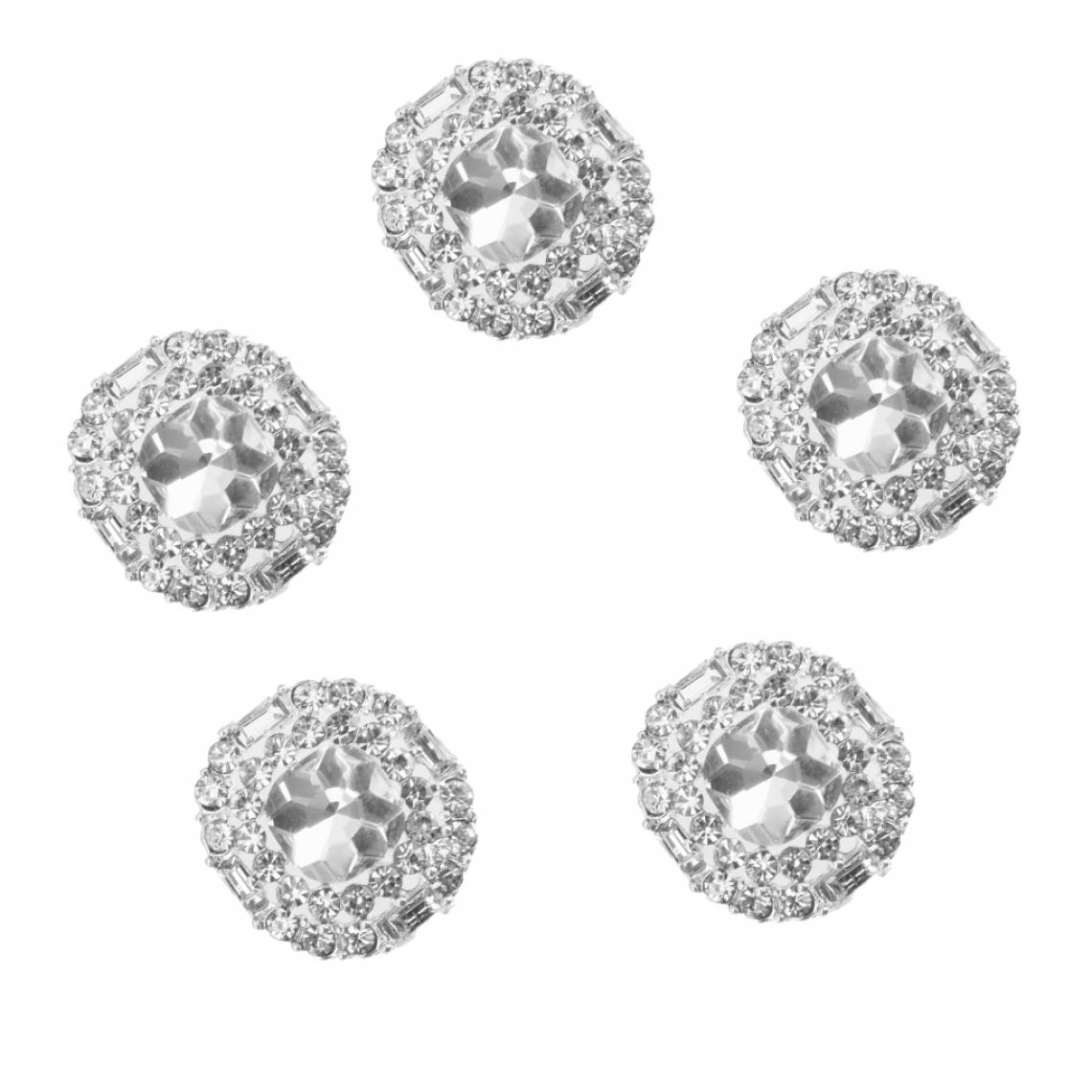 marque generique - Lot de 5pcs Boutons de Cristal Tige Décoration Couture Sac Chapeau Diy 2.3x2.3cm - Argent - Poignée de meuble
