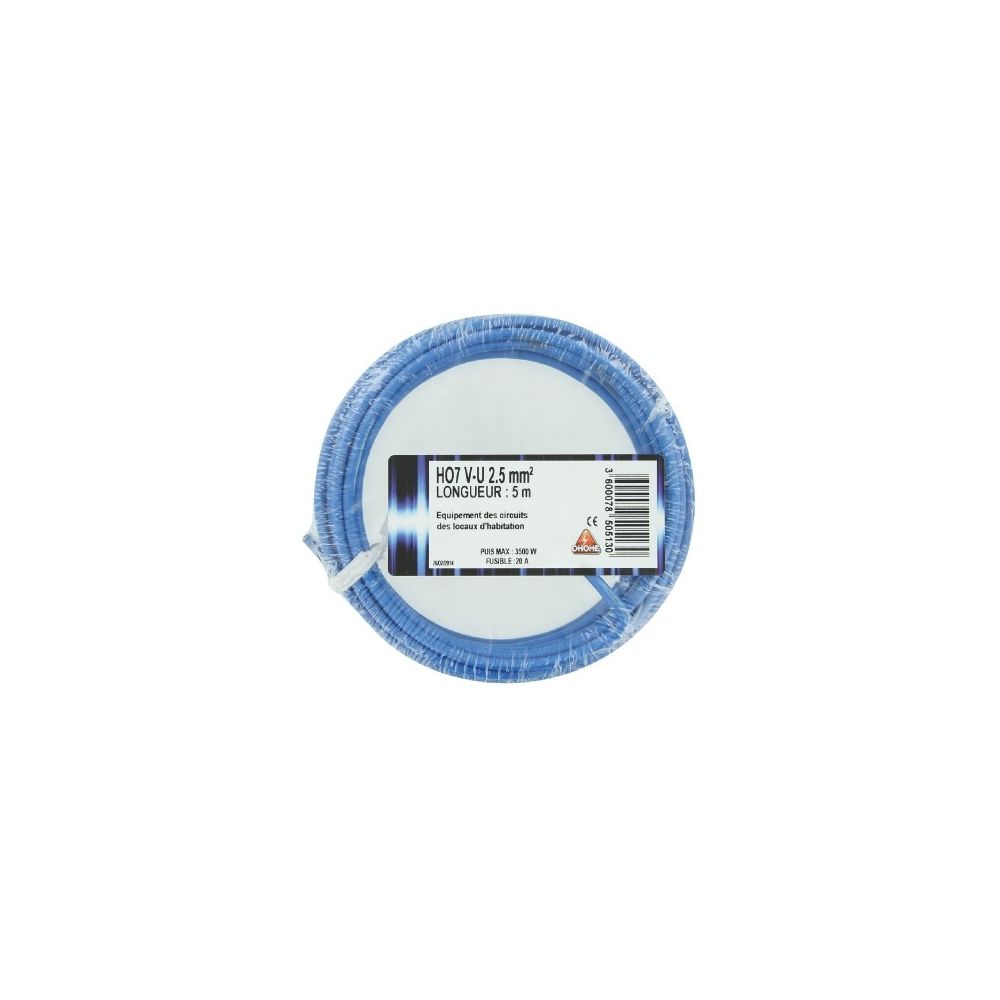 Dhome - H07 v-u 2,5 mm² vg 5 bleu - Fils et câbles électriques