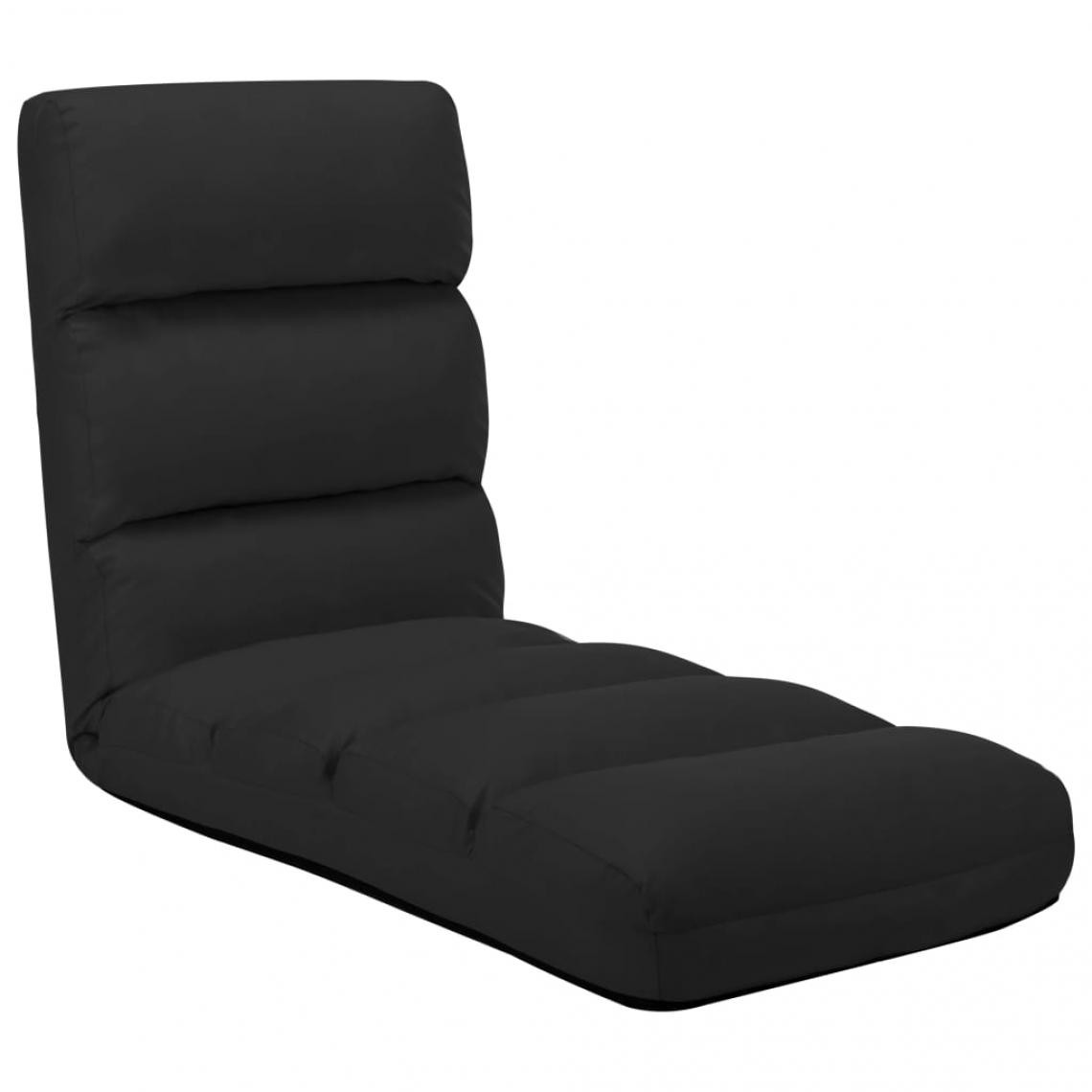 Vidaxl - vidaXL Chaise pliable de sol Noir Similicuir - Transats, chaises longues