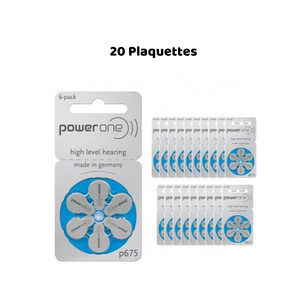 Power One - PowerOne 675 : Piles Auditives Sans Mercure, 20 Plaquettes - Piles rechargeables