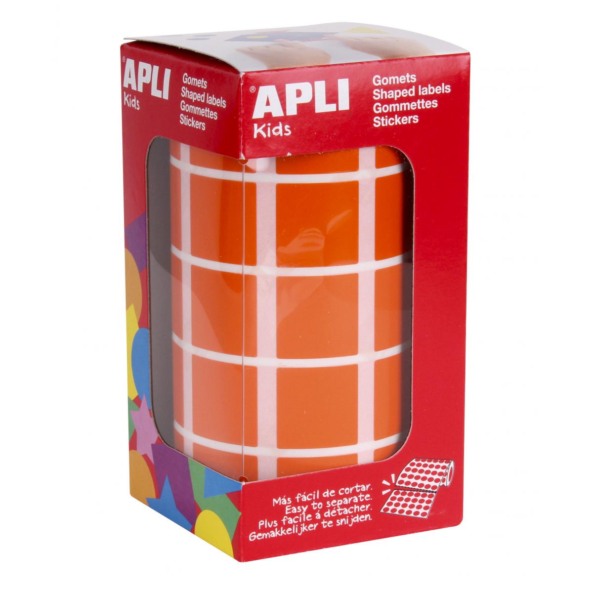 Apli Agipa - Gommettes rouleau Carré 20x20 mm Orange x 1 770 - Apli Agipa - Colle & adhésif