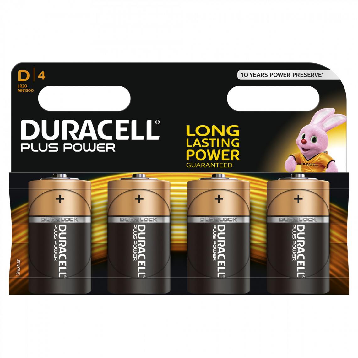 Duracell - DURACELL PLUS D x 4 - Piles standard