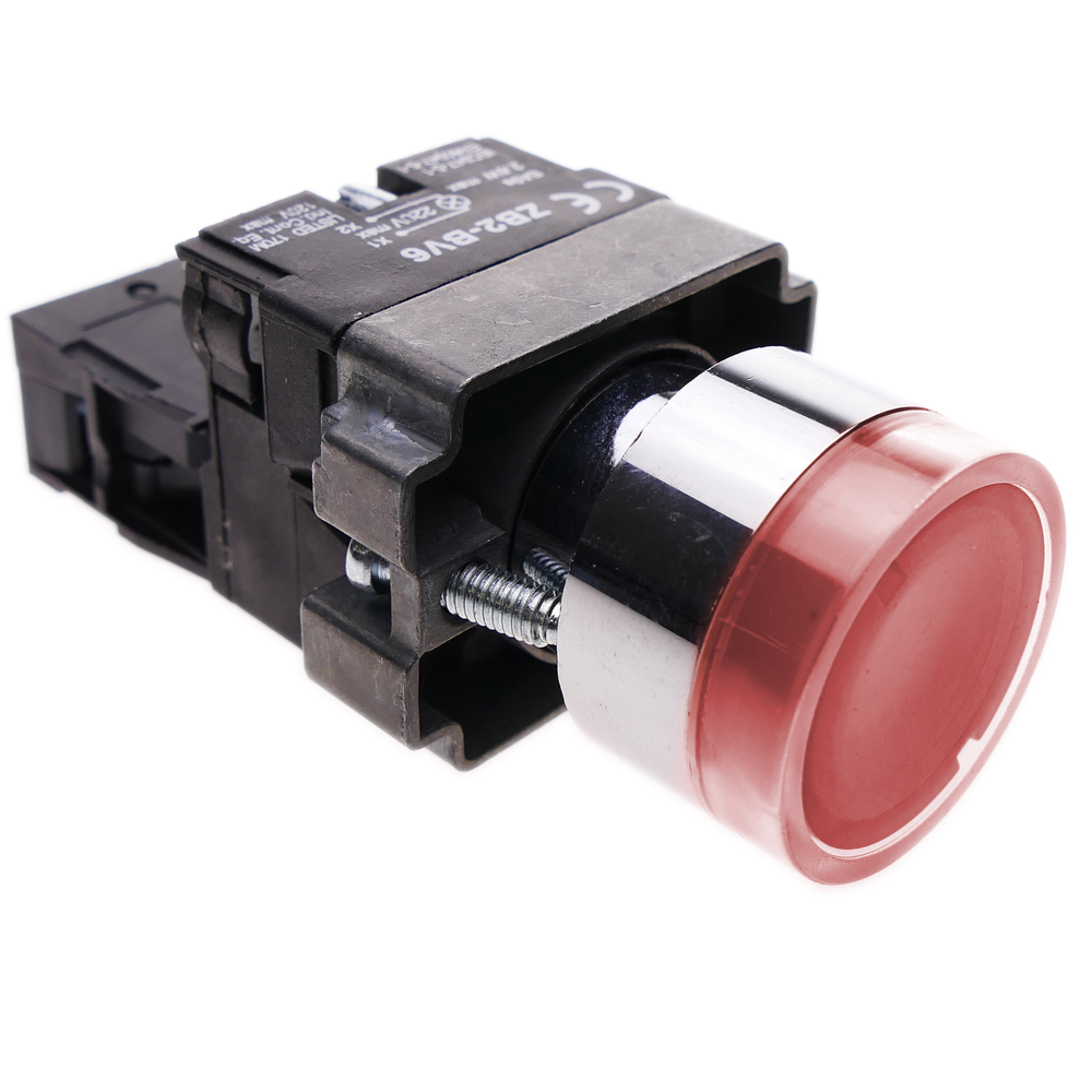 Bematik - Bouton poussoir momentané 22mm 1NC 400V 10A normalement fermé avec lumière LED rouge - Interrupteurs et prises étanches