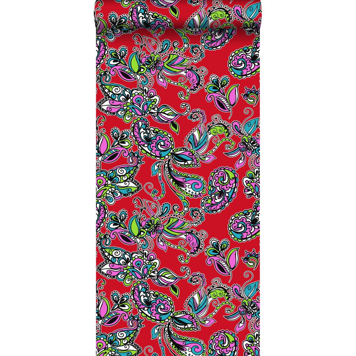 ESTAhome - ESTAhome papier peint fleurs et paisleys multicolore - 136841 - 53 cm x 10,05 m - Papier peint