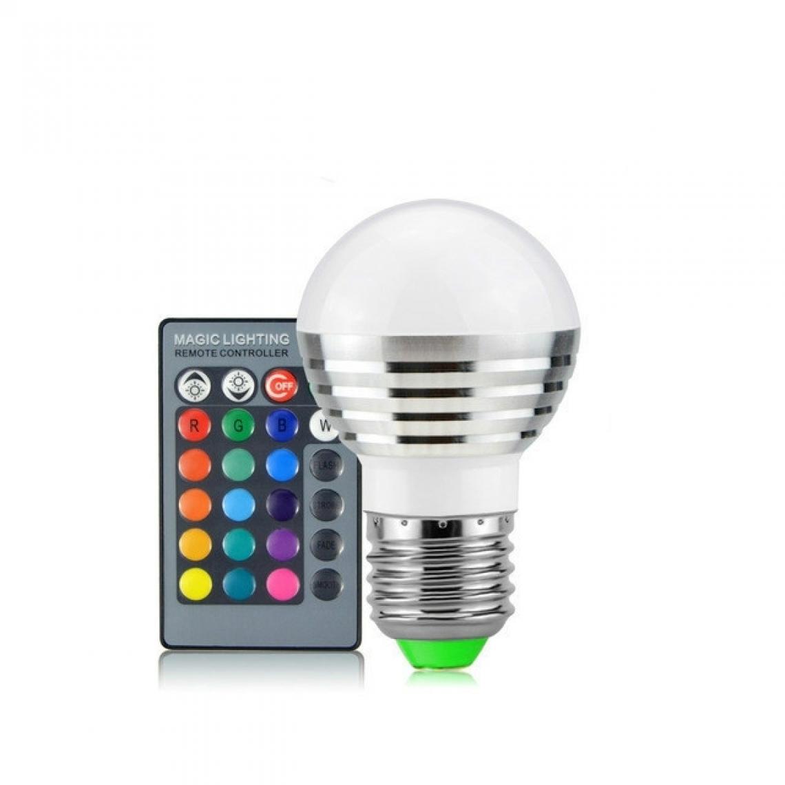 Wewoo - 3W RGB LED Ampoule 16 Couleur Magic Night Lamp Dimmable Stage Light avec 24 touches Télécommande E27 - Ampoules LED