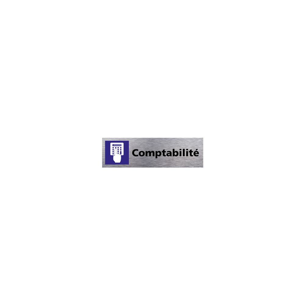 Signaletique Biz - Plaque de Porte Comptabilité - Aluminium Brossé Inoxydable - Dimensions 170 x 50 mm - Double face autocollant adhésif au dos - Extincteur & signalétique