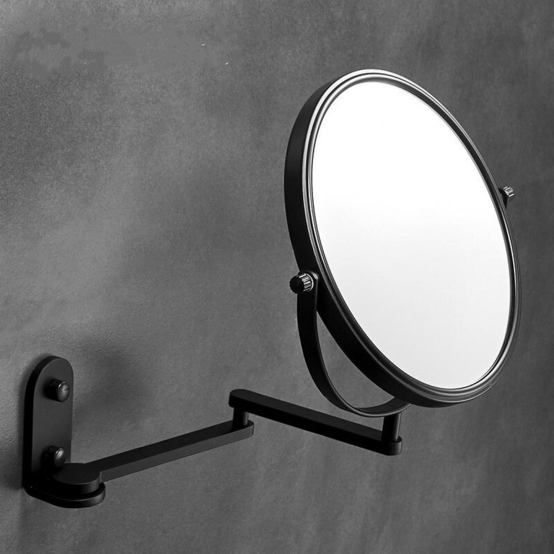 Universal - Pas d'emballage, miroir double face, toilettes transfrontalières, loupe, verre, miroir de maquillage, salle de bains, suspension au mur, hôtel, miroir de beauté rétractable et pliable.(Le noir) - Miroir de salle de bain