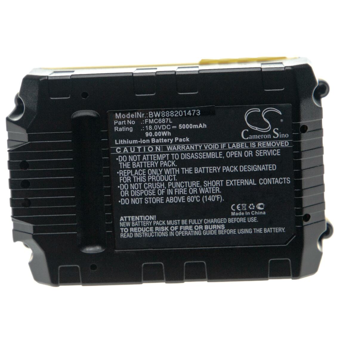 Vhbw - vhbw Batterie compatible avec Stanley FMC625D2, FMC645D2, FMC675B, FMC675B-XE, FMC688L, FMC698B outil électrique (5000mAh Li-Ion 18V) - Clouterie