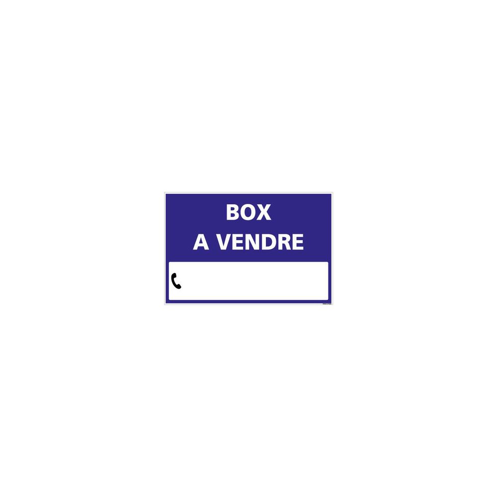 Signaletique Biz - Panneau Box à Vendre - Bleu - Plastique rigide AKILUX 3,5mm - Dimensions 600x400 mm - Livré Avec Une Planche de Chiffres - Extincteur & signalétique