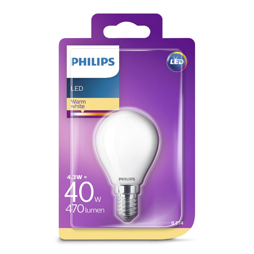 Philips - Ampoule LED sphérique E14 4,3W (40W) - blanc chaud - Ampoules LED