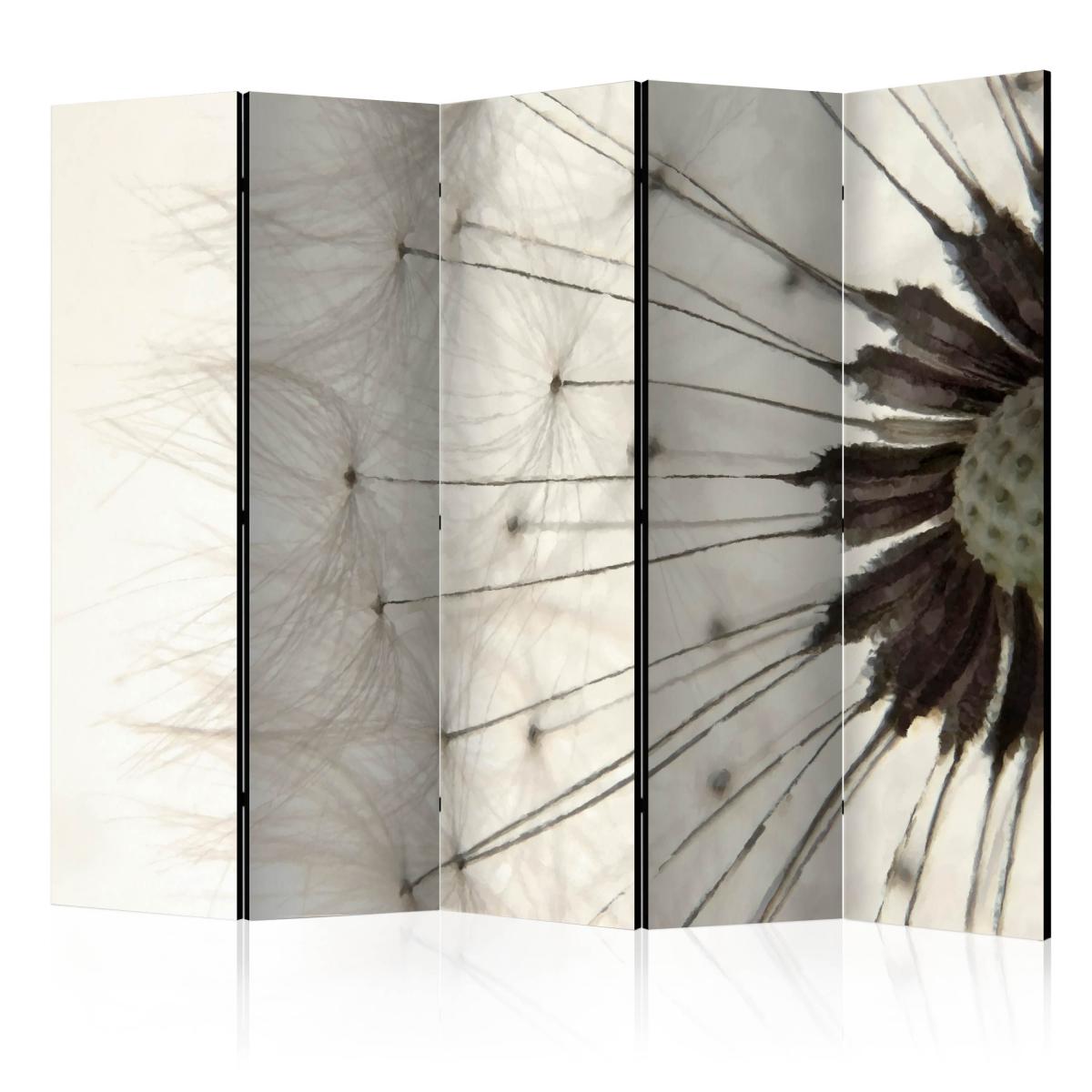 Bimago - Paravent 5 volets - White Dandelion II [Room Dividers] - Décoration, image, art | 225x172 cm | XL - Grand Format | - Cloisons