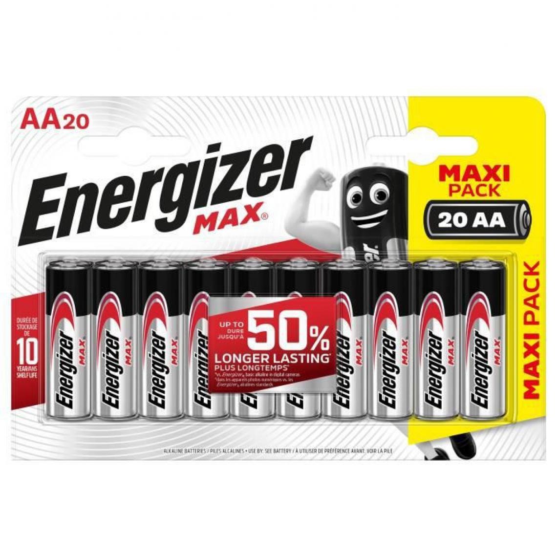 Energizer - Piles Alcalines Energizer Max AA/LR6, pack de 20 - Piles rechargeables