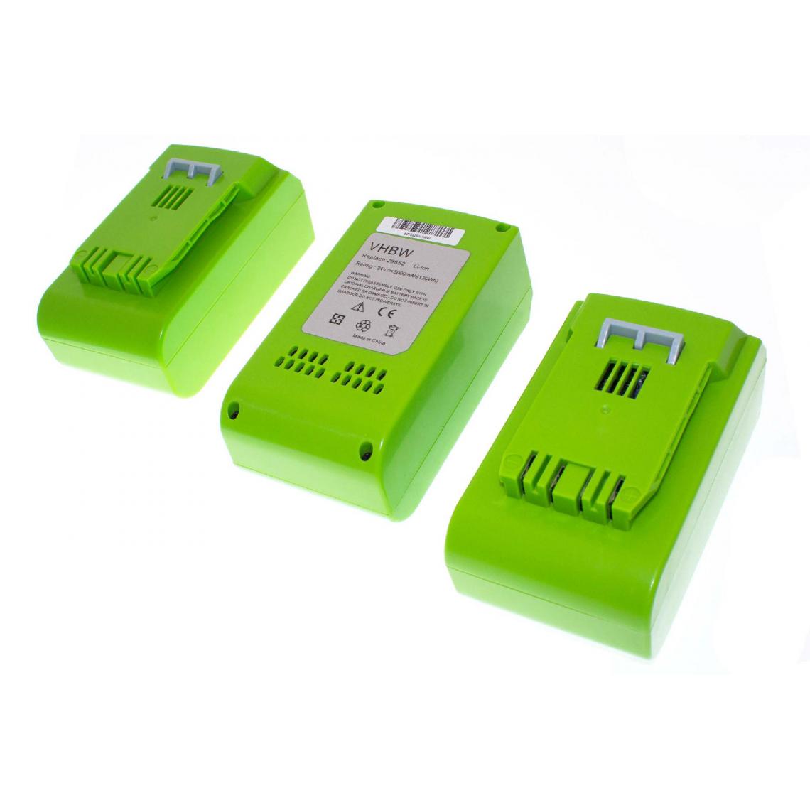 Vhbw - vhbw 3 x Li-Ion Batterie 5000mAh (24V) pour outils Greenworks 2100007 Tools 24V comme 29322, 29807. - Accessoires vissage, perçage