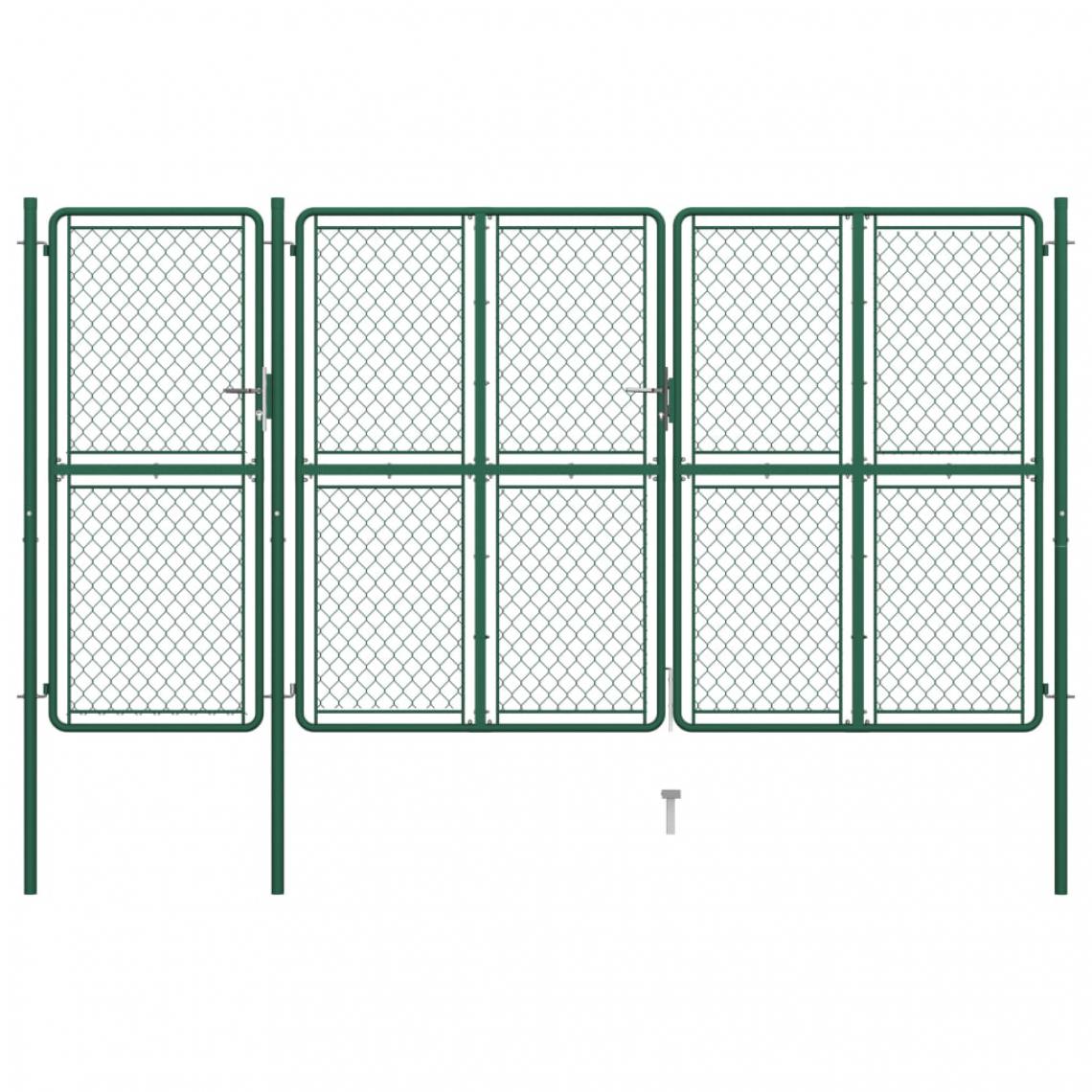 Icaverne - Moderne Clôtures et barrières serie Lima Portail de jardin Acier 150x395 cm Vert - Portillon