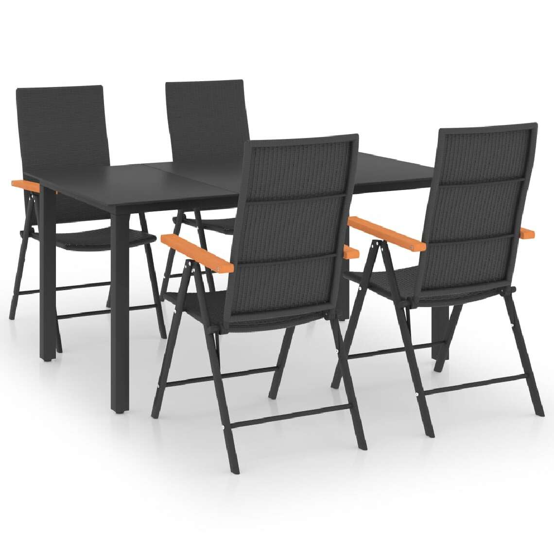 Vidaxl - vidaXL Ensemble de salle à manger de jardin 5 pcs Noir et marron - Ensembles canapés et fauteuils