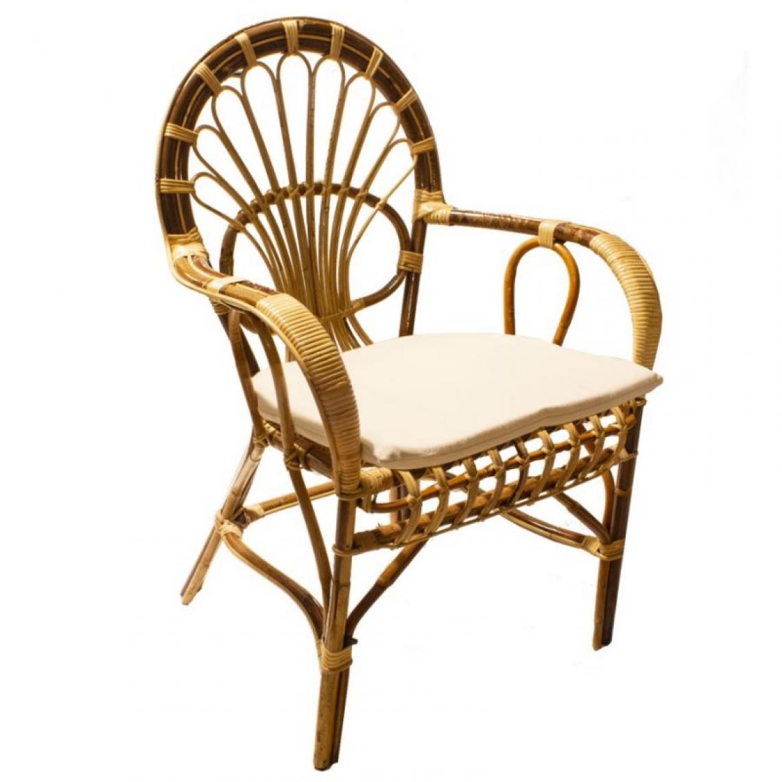 Webmarketpoint - Fauteuil semelle rotin avec coussin cm 62 x 65 x h44 / 62/90 - Ensembles tables et chaises