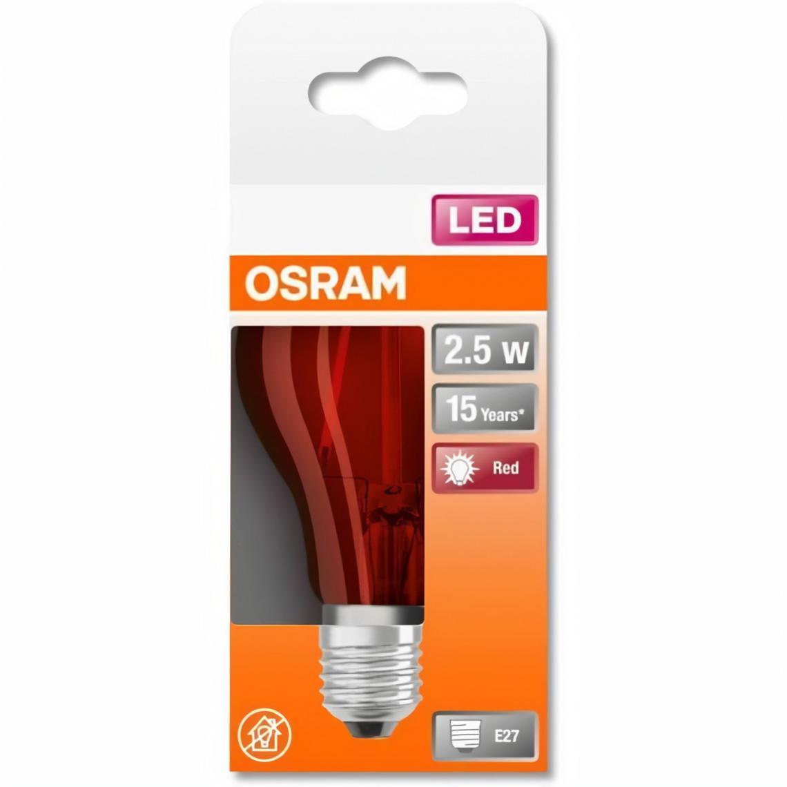 Osram - OSRAM Ampoule LED Standard verre rouge déco 2,5W=15 E27 chaud - Ampoules LED