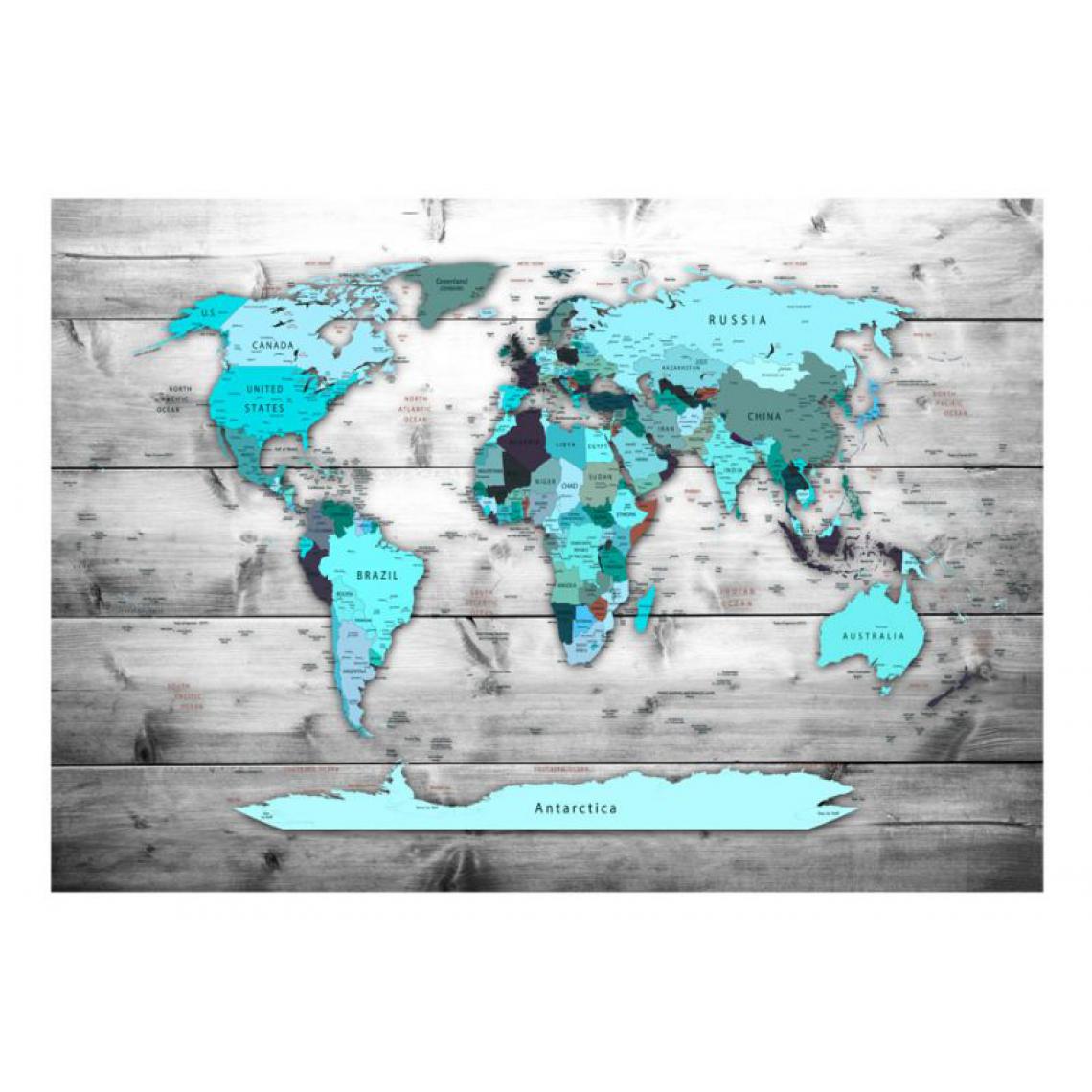 Artgeist - Papier peint - World Map: Blue Continents .Taille : 150x105 - Papier peint