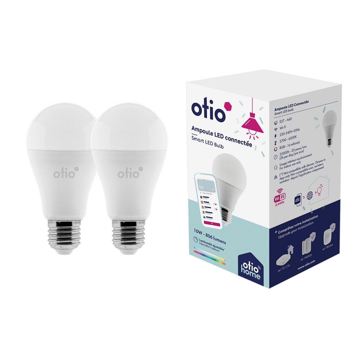 Otio - Pack de 2 ampoules connectées WIFI LED E27 RGB - OtioHome - Ampoules LED