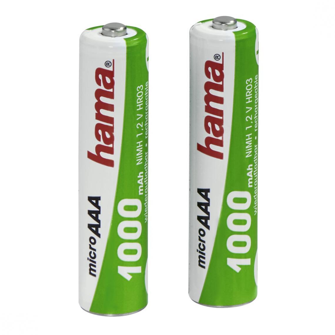Hama - Batteries NiMH 2x AAA, 1000 mAh, 1,2V - Piles standard