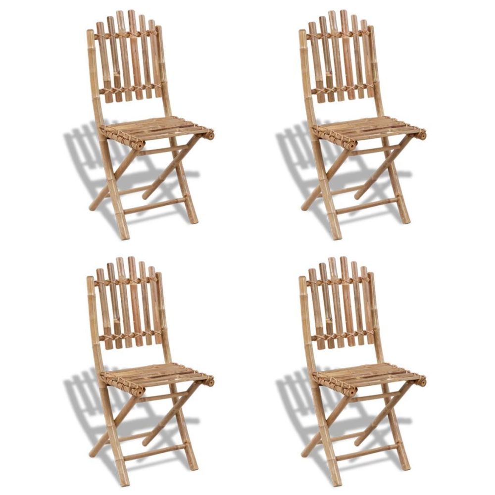 Vidaxl - 4 chaises pliables en bambou | Brun - Chaises de jardin