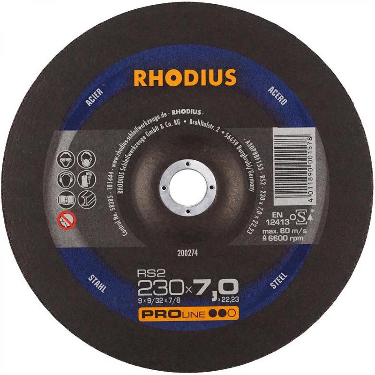 Rhodius - Disque de coupe RS2 230 x 7,0mm Acier Rhodius(Par 10) - Outils de coupe