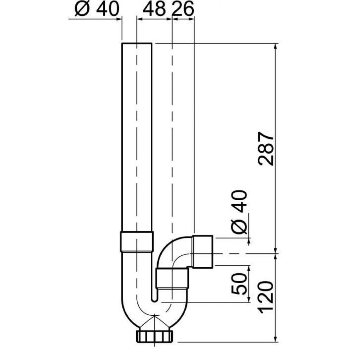 Icaverne - PIECE DETACHEE SANITAIRE PLOMBERIE Siphon simple crosse SP5001 - PVC - Machine a laver - Sortie horizontale - a coller - Tuyau de cuivre et raccords