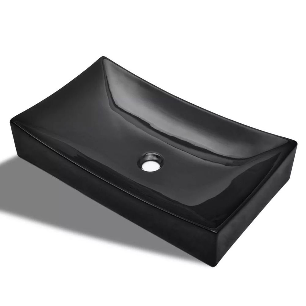 marque generique - Icaverne - Lavabos edition Vasque rectangulaire céramique Noir pour salle de bain - Lavabo