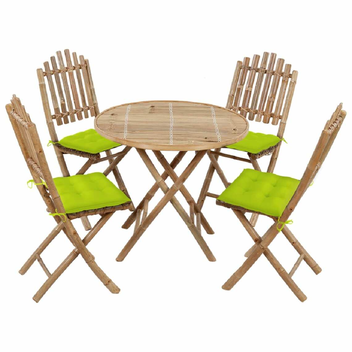 Vidaxl - vidaXL Mobilier à dîner d'extérieur pliable 5 pcs avec coussins Bambou - Ensembles canapés et fauteuils