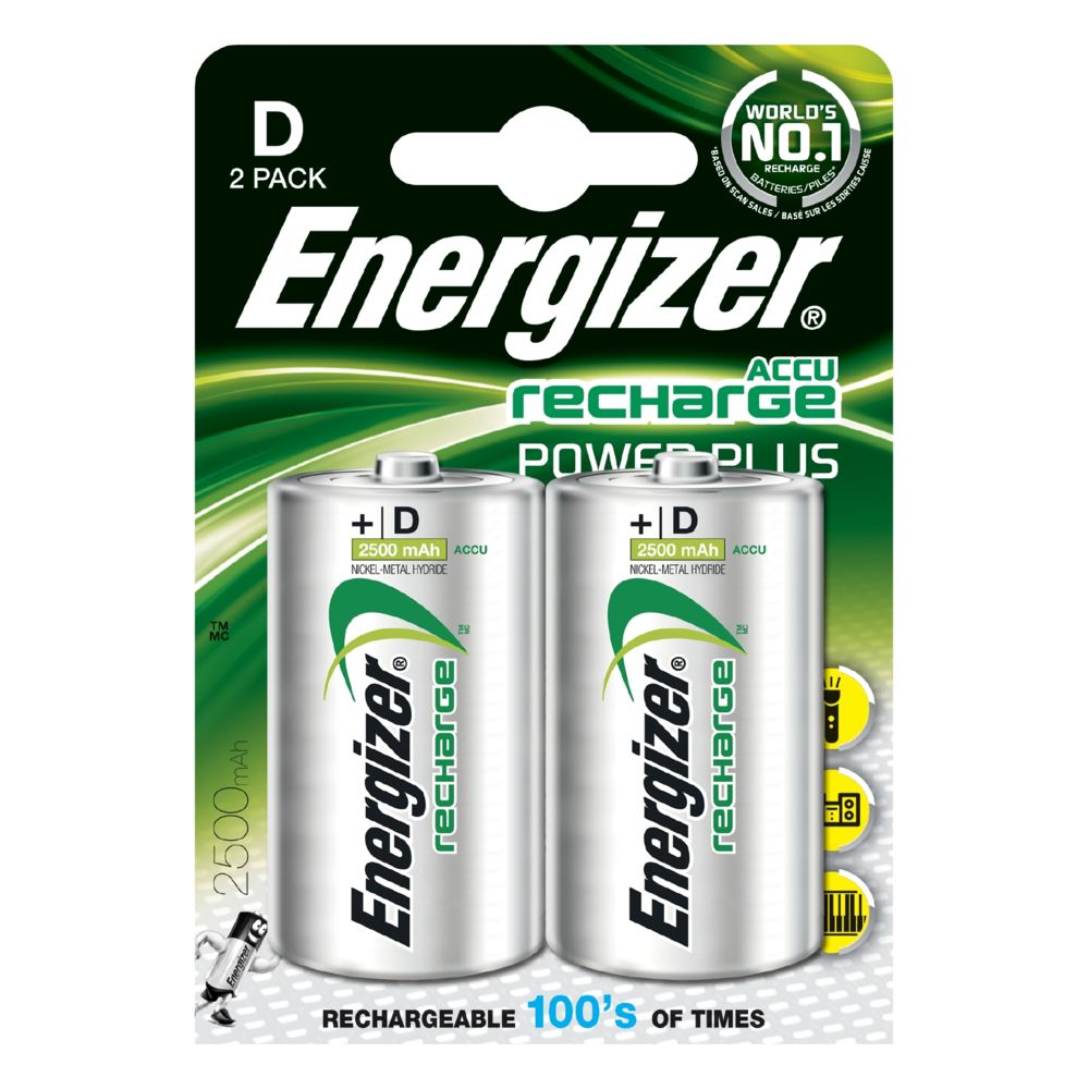 Energizer - pile rechargeable - energizer recharge power plus - lr20 - 1.5 volts - blister de 2 - Piles rechargeables