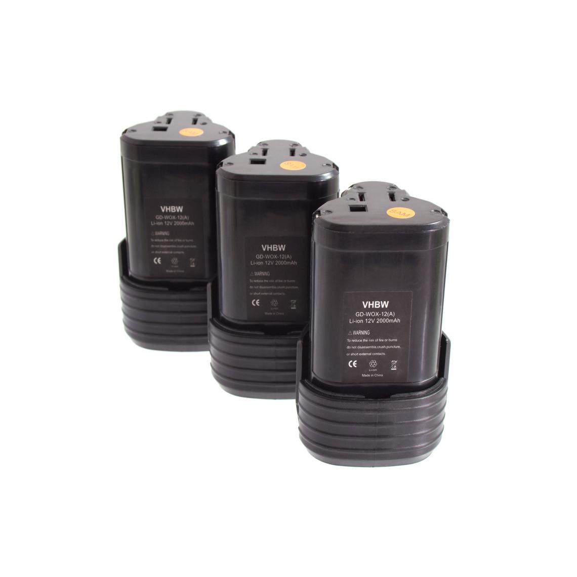 Vhbw - vhbw 3x Li-Ion Batterie 2000mAh pour outils électriques visseuse Worx WU025 Lampe comme Worx WA3509. - Accessoires vissage, perçage