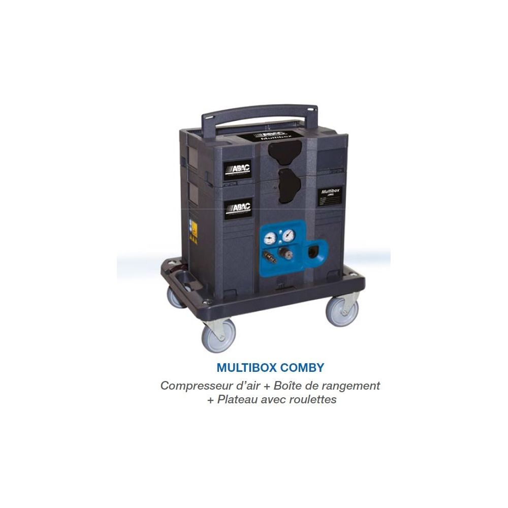 Abac - ABAC - Compresseur sans huile sur plateau déplaçable MULTIFONCTION en Box 6l 160L/min 9.6m3/h 8 bar - MULTIBOX Compy - Compresseurs