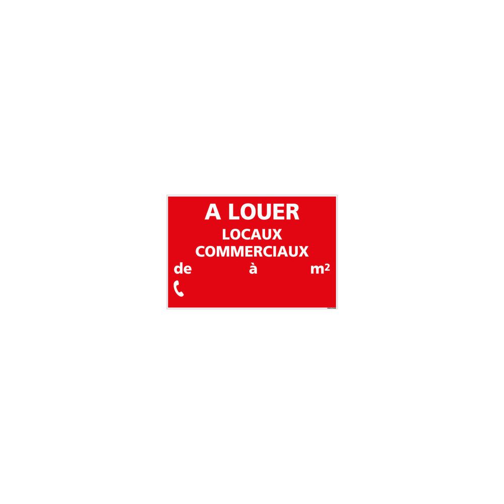 Signaletique Biz - Panneau Immobilier Locaux Commerciaux à Louer - Rouge - Plastique rigide AKILUX 3,5mm - Dimensions 600x400 mm - Livré Avec Une Planche de Chiffres - Extincteur & signalétique