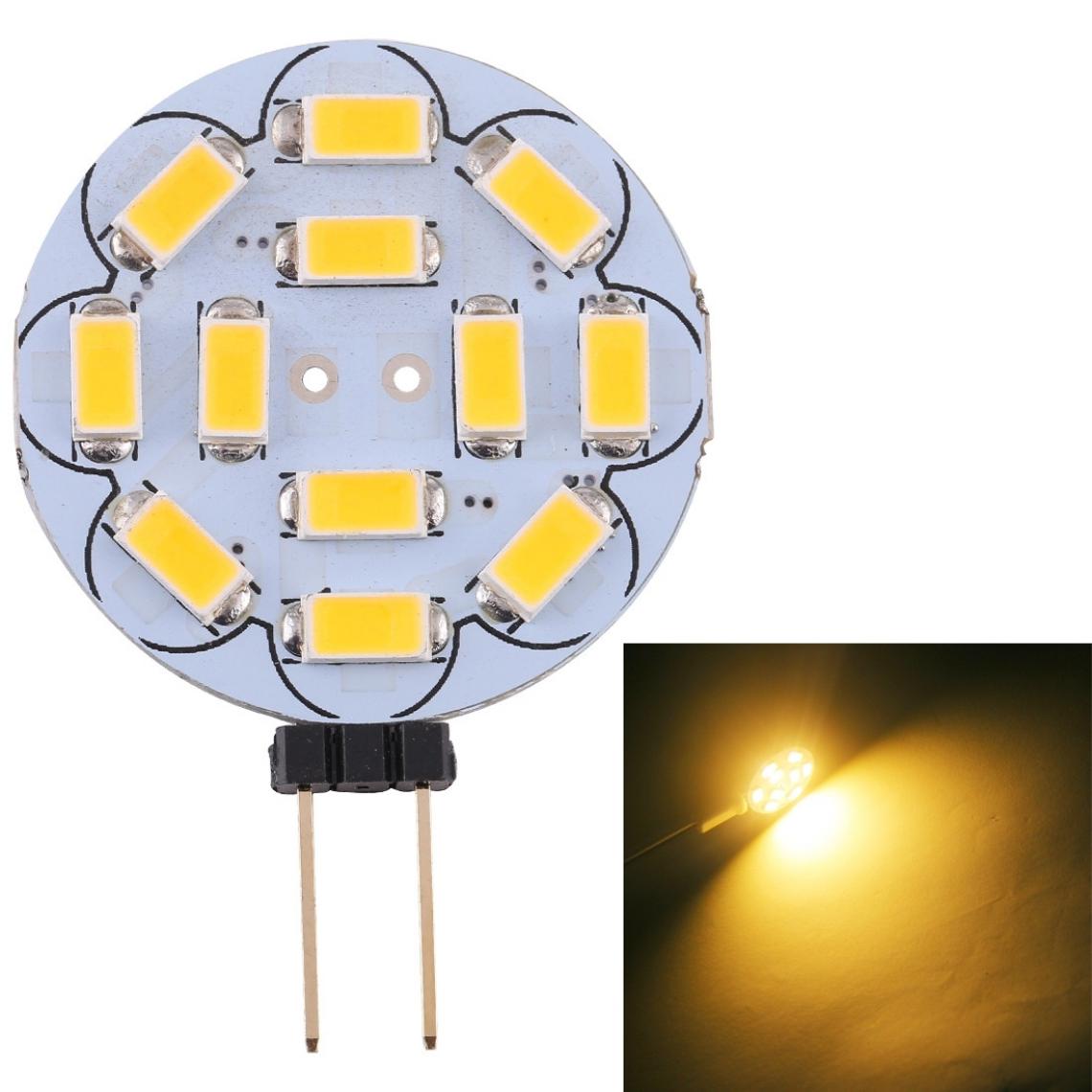 Wewoo - G4 12 LEDs SMD 5730 360LM 2800-3200K Forme rondegradation continueéconomie d'énergieampoule de base à broche lumineuseDC 12V blanc chaud - Ampoules LED