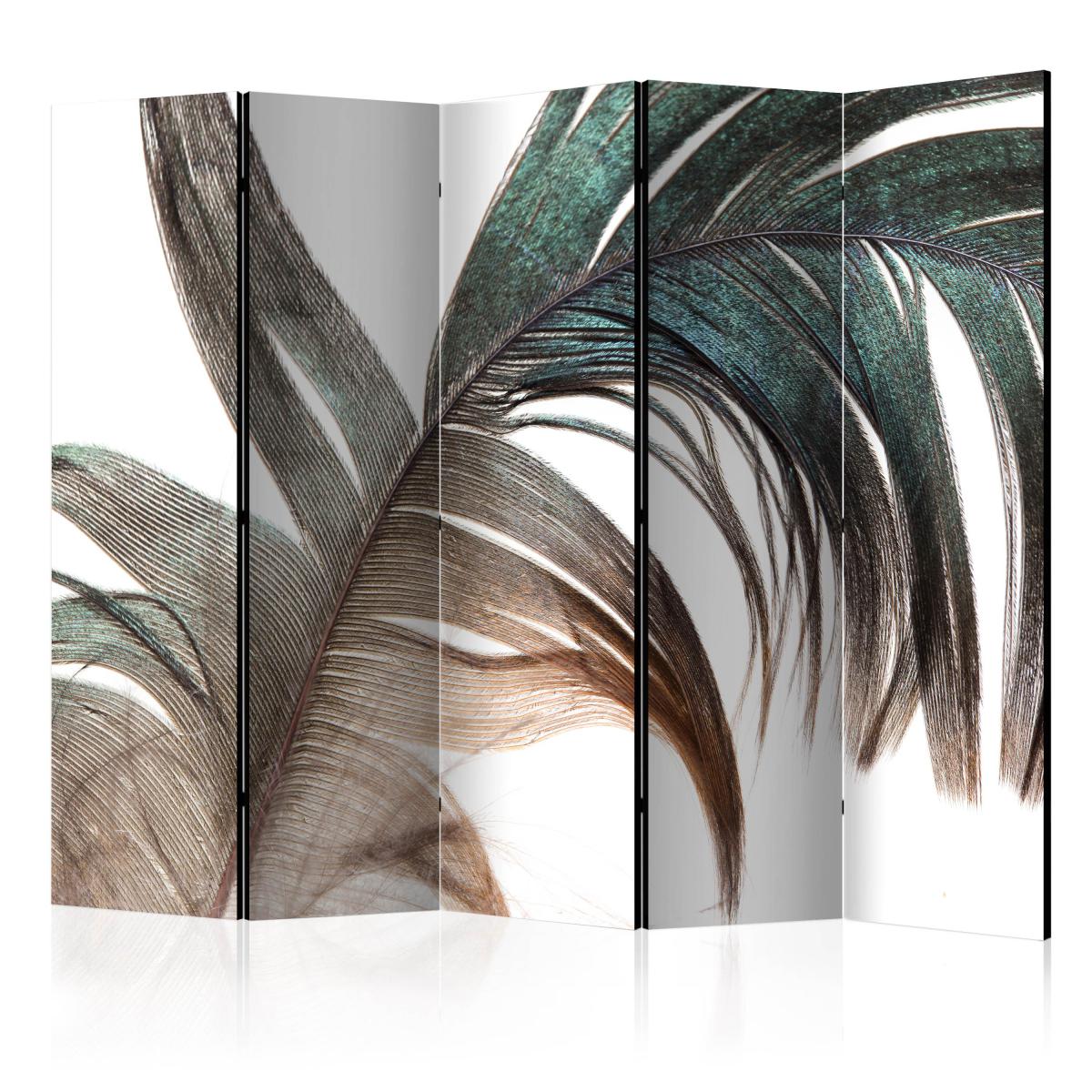 Bimago - Paravent 5 volets - Beautiful Feather II [Room Dividers] - Décoration, image, art | 225x172 cm | XL - Grand Format | - Cloisons