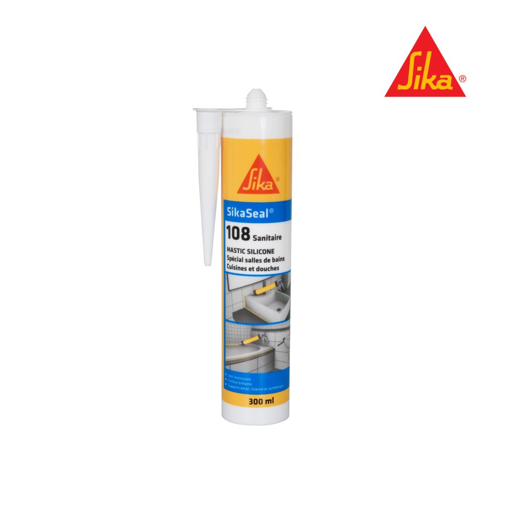 Sika - Mastic silicone anti-moisissure SIKA Sikaseal 108 Sanitaire - Blanc - 300ml - Colle & adhésif