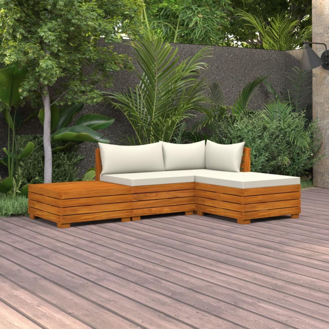 Vidaxl - vidaXL Salon de jardin 4 pcs avec coussins Bois d'acacia solide - Chaises de jardin