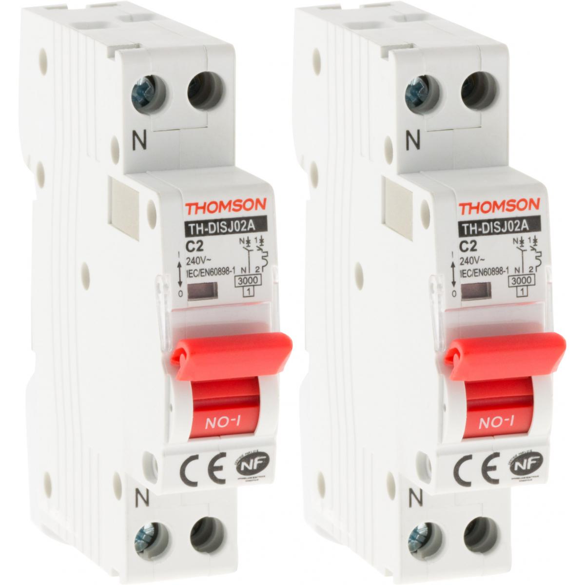 Thomson - Lot de 2 disjoncteurs à vis PH+N Thomson - Pouvoir de coupure 4.5KA - 2A NF - Coupe-circuits et disjoncteurs