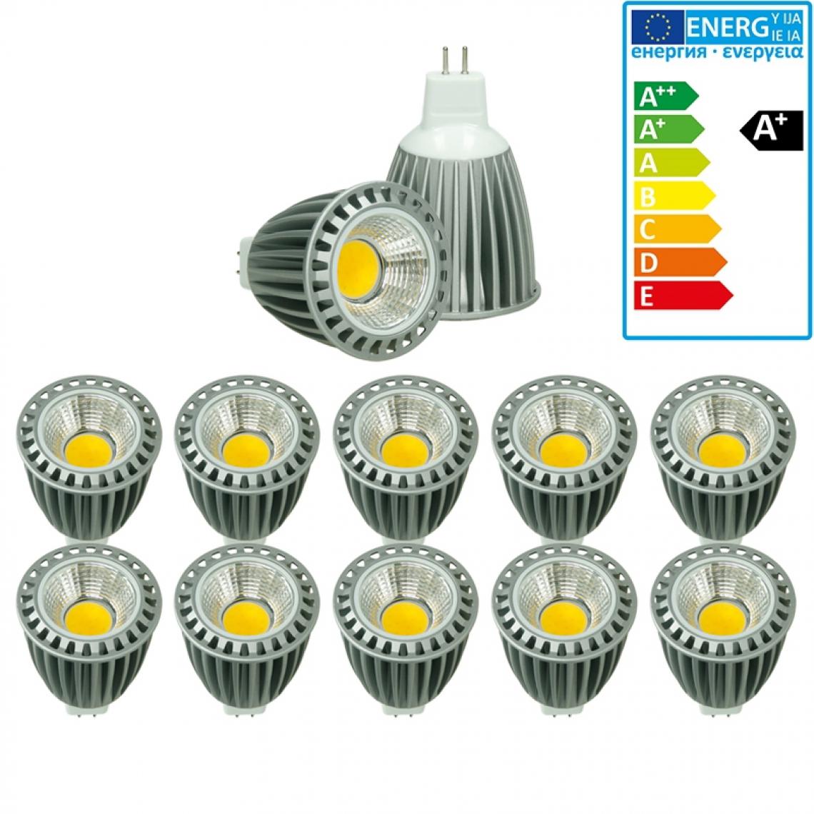 Ecd Germany - ECD Germany 10 x MR16 COB Spot 9W Lampe à économie d'énergie Haute-Puissance 500 lumens remplace l'Ampoule halogène 60W angle de faisceau de 60 ° Blanc Chaud 2800K - Ampoules LED