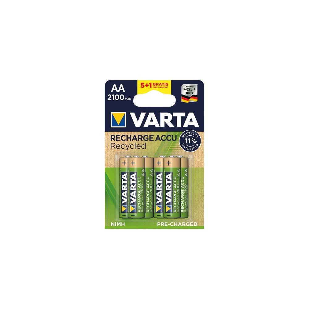 Varta - Lot de 5 piles rechargeables AA 2100 mAh +1 pile gratuite - Piles rechargeables