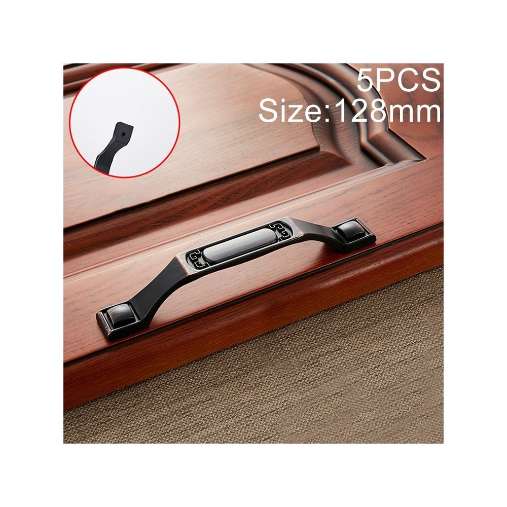 Wewoo - Poignée d'armoire 5 PCS 6201-128 de porte de tiroir à armoire en alliage de zinc noir et rougeespacement des trous 128mm - Poignée de porte