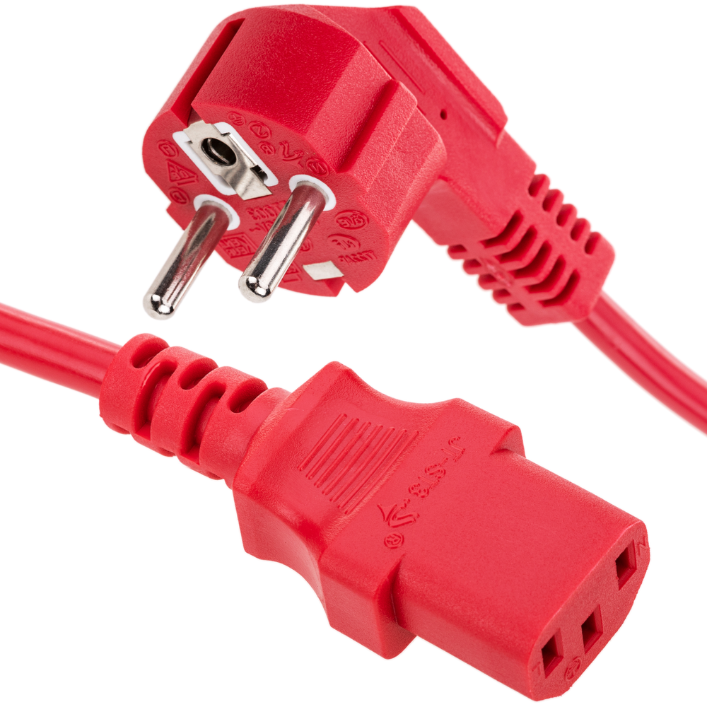 Bematik - Câble d'alimentation IEC60320 C13 à Schuko mâle couche rouge 3m - Fils et câbles électriques