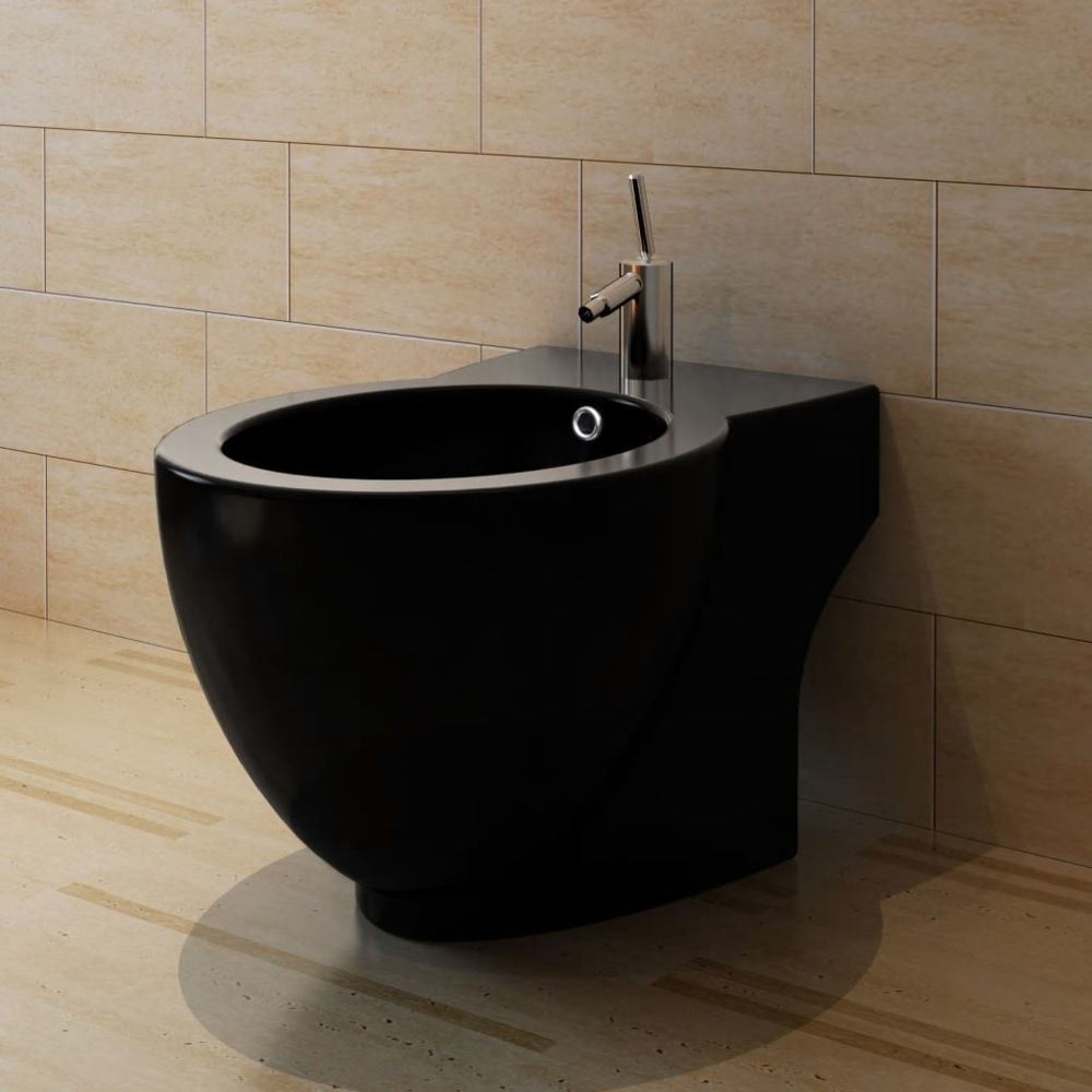 Vidaxl - Bidet rond à poser en céramique sanitaire noir | Noir - Bidet