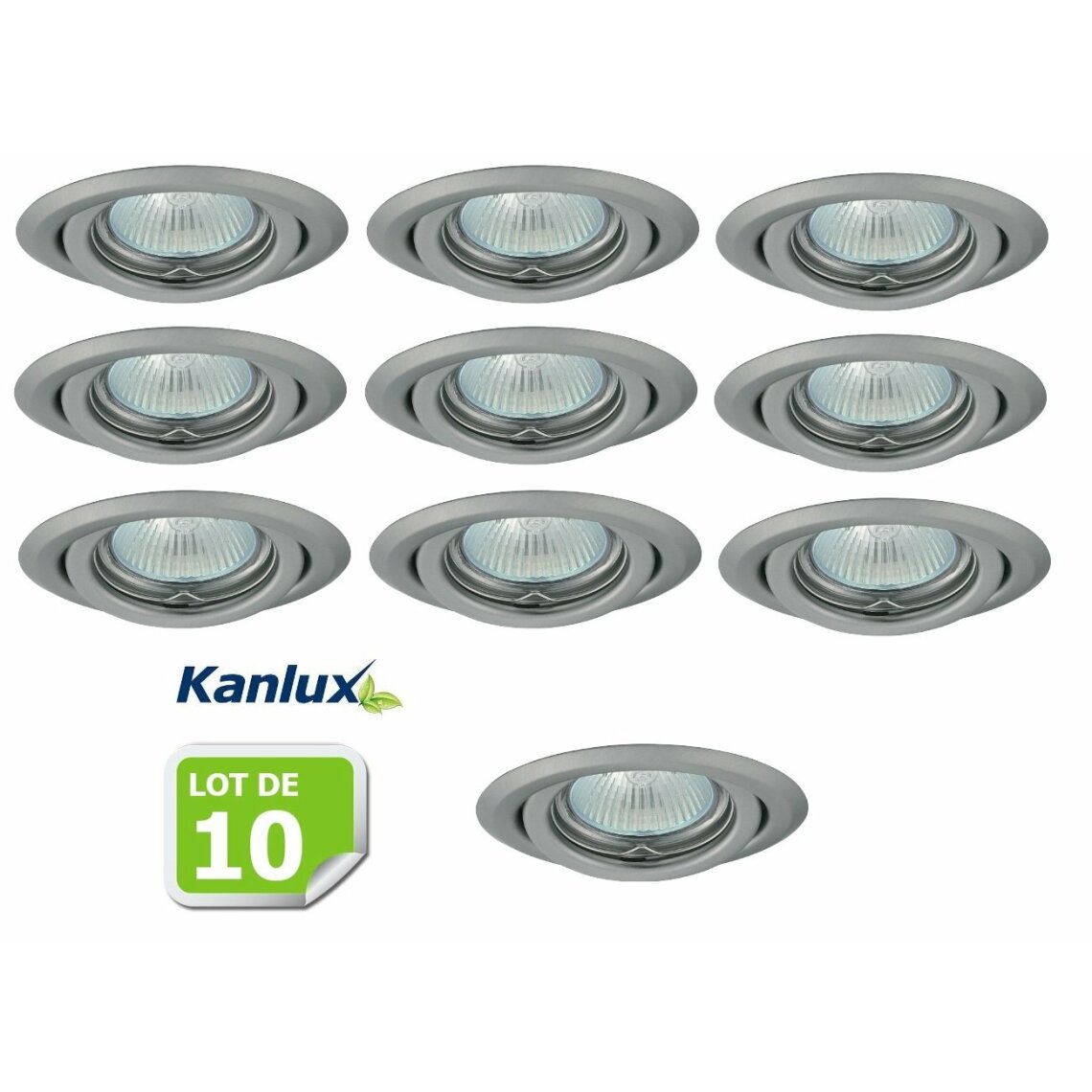 Kanlux - Lot de 10 Fixation de spot encastrable orientable chrome matt D99mm marque Kanlux ref 26798 - Boîtes d'encastrement