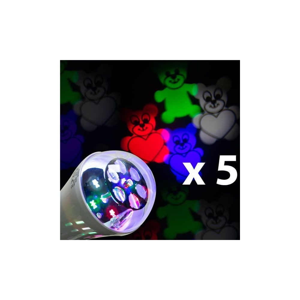 NC - Lot 5 Ampoules LED E27 projection motifs oursons Eclairage enfants - Ampoules LED